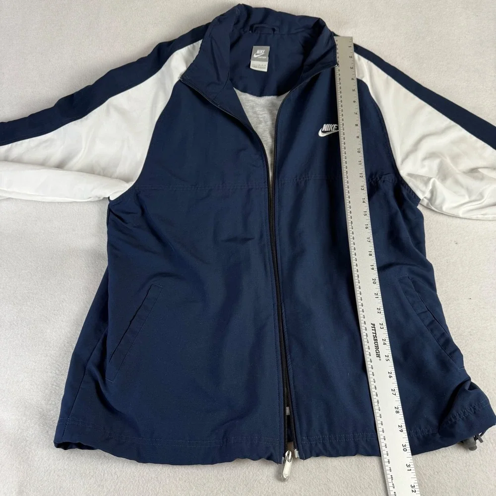 Nike Sportswear Mens XL Y2K Windbreaker Navy Blue White Colorblock Track Jacket